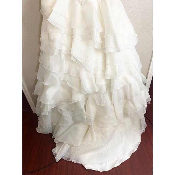 Galina Signature Women's Organza Tierred Gown W/Asymmetric Ruffles - 8 - Picture 7 of 17